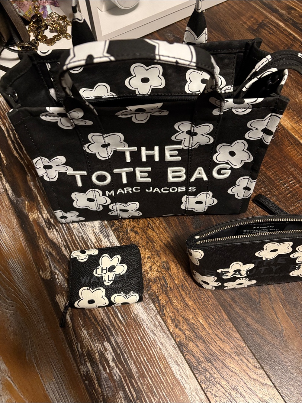 Marc Jacobs Black and White Floral The Tote Bag